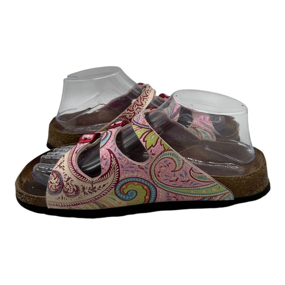 Birkenstock Papillio Florida Sandals Womens Size EU 37 US 6 Pink Paisley 3 Strap - Picture 3 of 10